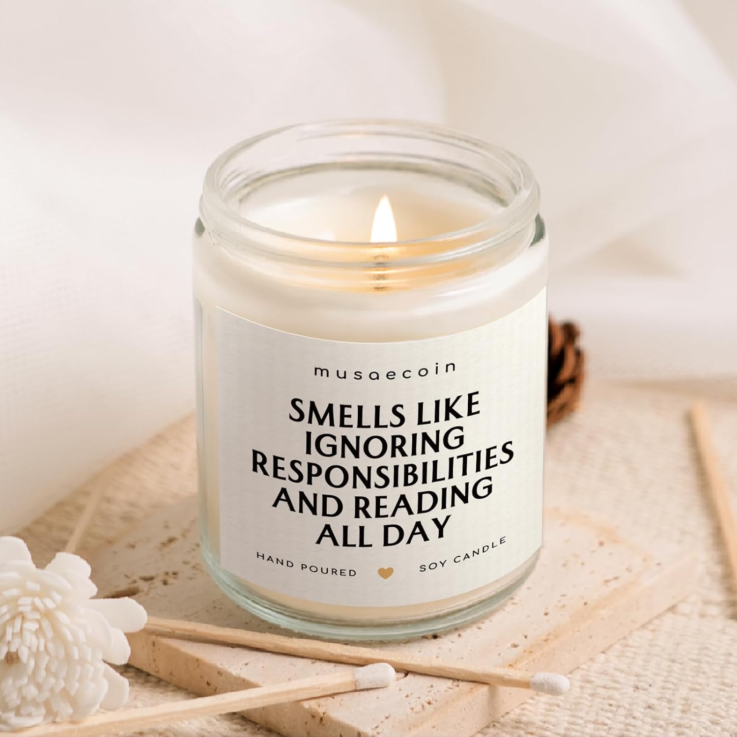 Book Lovers Gifts, Funny Gifts for Book Lovers, Birthday Bookish Presents for Readers Librarian Bookworm - Handmade Lavender Candle 7oz