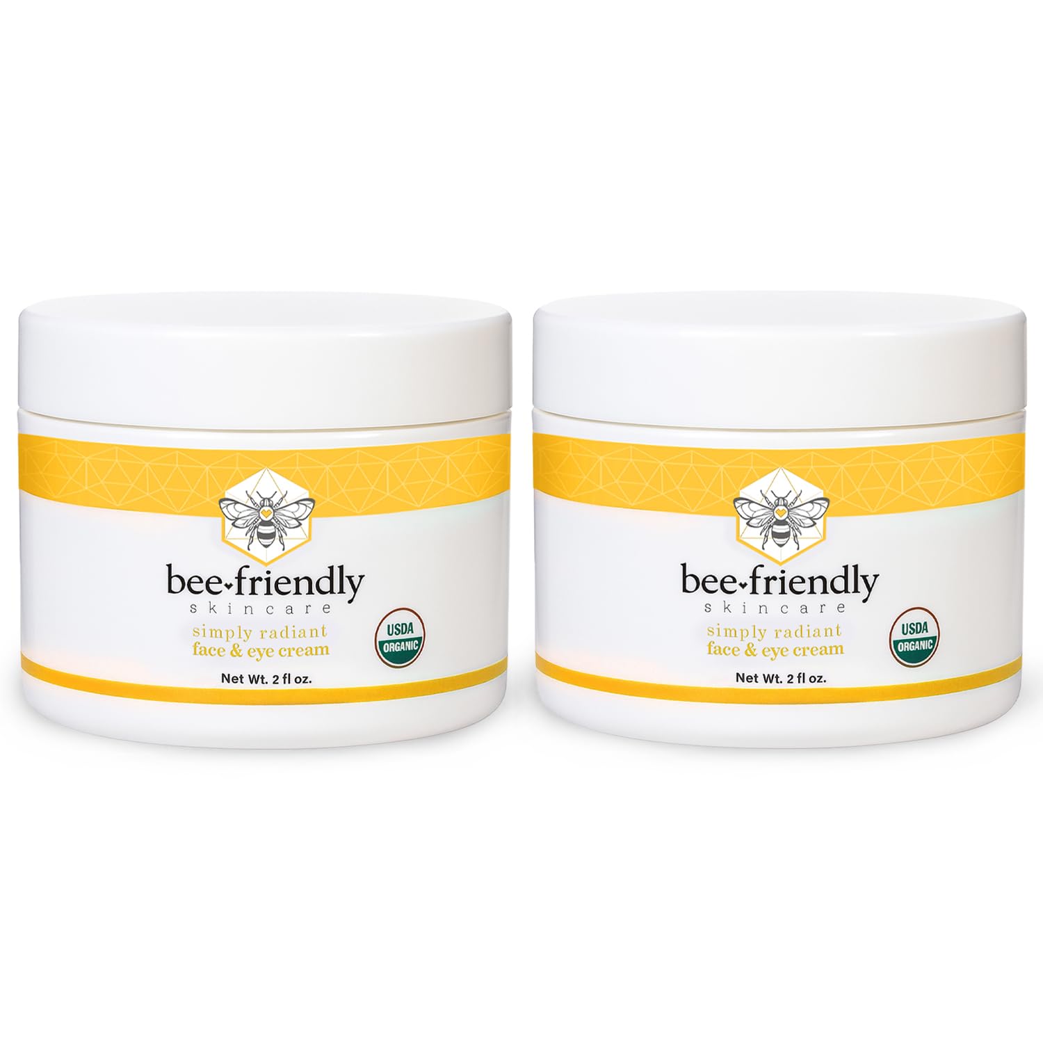 BeeFriendly Organic Face and Eye Cream, USDA Certified Organic Facial Moisturizer, All In One Natural Face, Eye, Neck, Decollete Cream Reduces Wrinkles & Lines, 2 oz