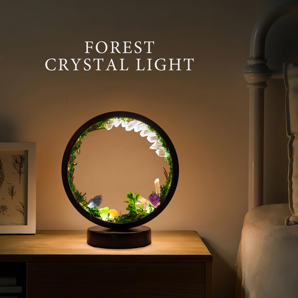 Runyangshi Amethyst Night Lamp 8.6" Natural Healing Crystal Bedside Lamp USB Port 3 Colours Dimming Mode Bedroom Lamp Suitable Night Light for Living Room Bedroom Office Home Decor Ideal Gift
