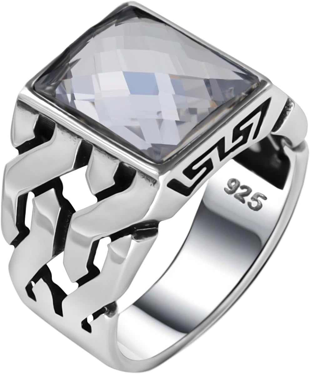 Genuine Solid 925 Sterling Silver, Cuban Link Braided Men's Ring