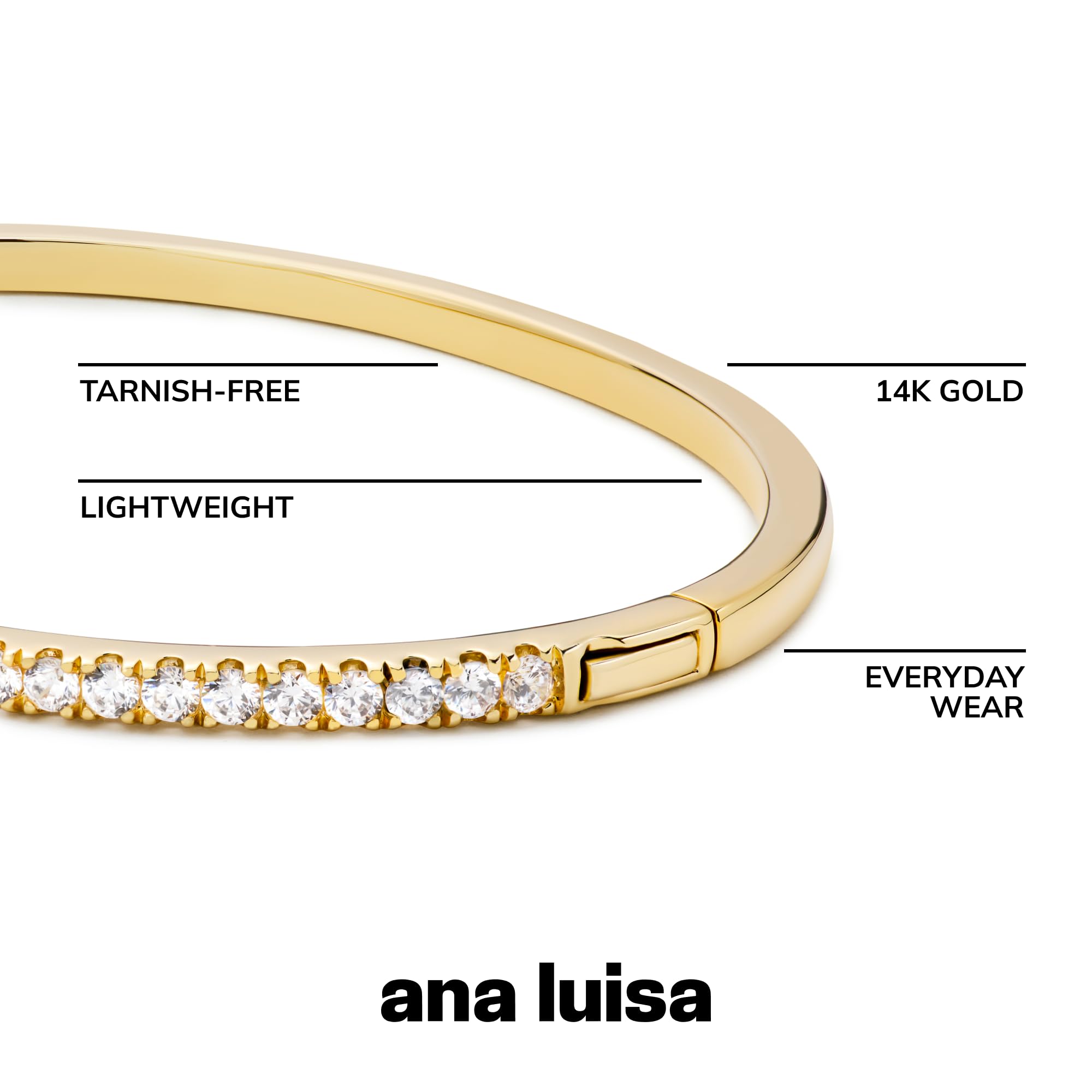 Ana Luisa Bracelets for Women - 14K Gold Plated & Silver Rhodium Bangle and Cuff Bracelets - Sleek Designs Perfect for Layering - Hypoallergenic, Water-Resistant, Tarnish-Free Bracelet for Daily Wear