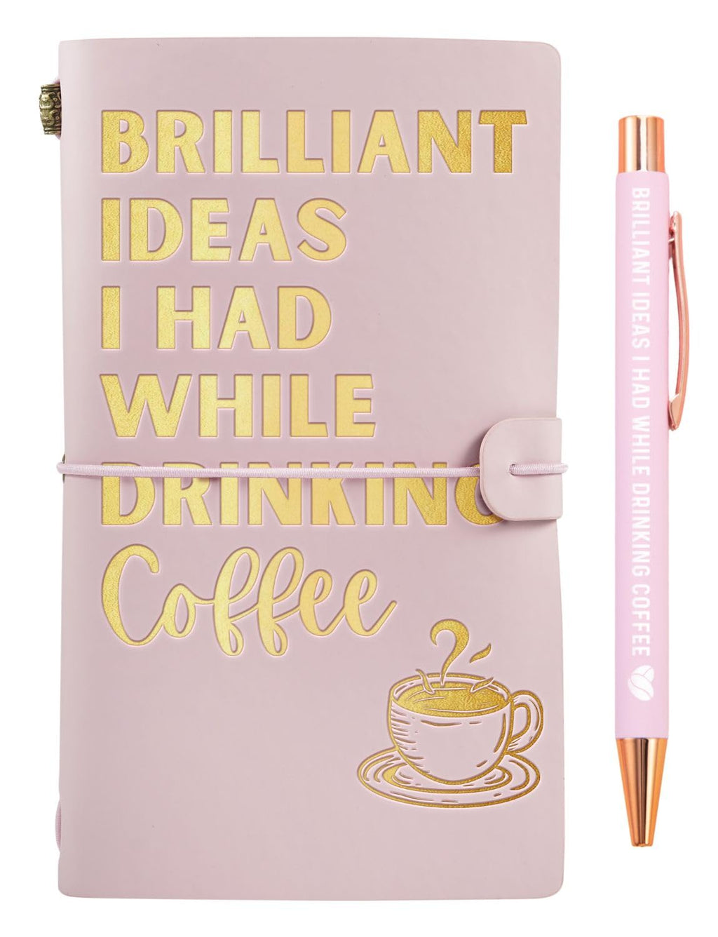 InnoBeta Coffee gifts Leather Journal Notebook with Pen, for Coffee Lovers, Men, Women on Birthday, Refillable Sketchbook, Travel Diary, Lined Planner, 7x5 Inches, Brown