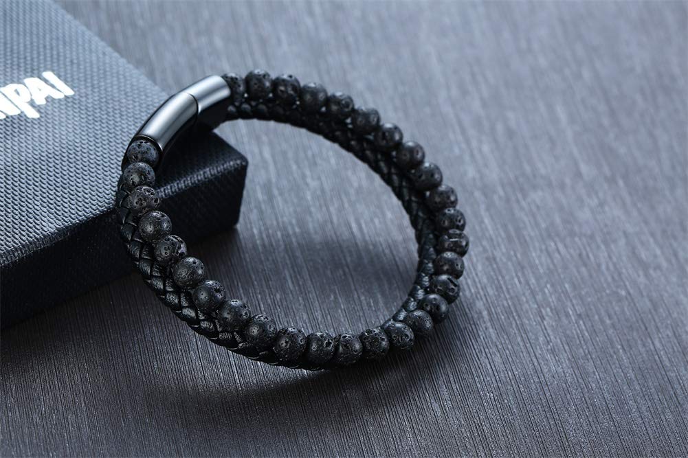 VNOX Viking Bracelet for Men - Genuine Leather Braided Viking Bracelets Vintage Thor's Hammer Wrap Cuff Wirstband Bracelets,Viking Jewelry for Men