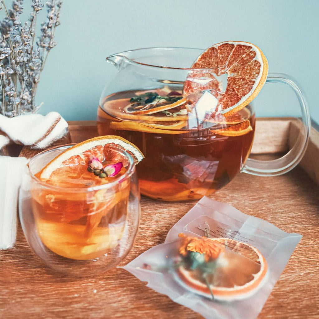 Gourmet Fruit & Floral Tea Set of 10 | Handcrafted, Additive-Free, Assorted Tea Gift Set | Sampler 5 Flavors of Naturally Dried Orange, Grapefruit, Lemon, Apple, Rose Jasmine | 10 Tea Bags | Premium Tea Gift Set