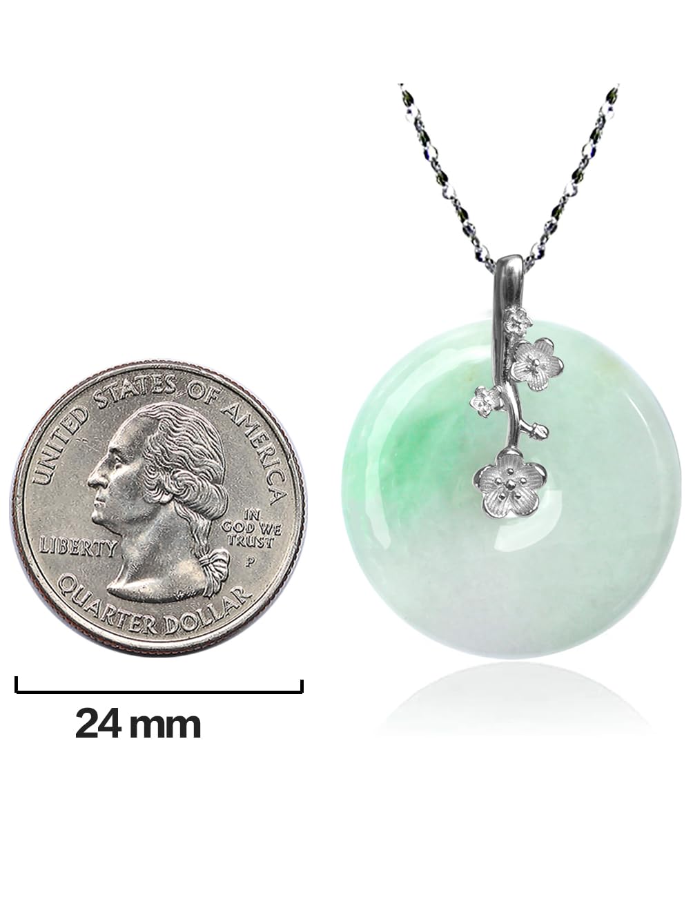Dahlia Eternal Circle Jade Necklace, Real Grade A Certified Burma Jadeite for Inner Peace