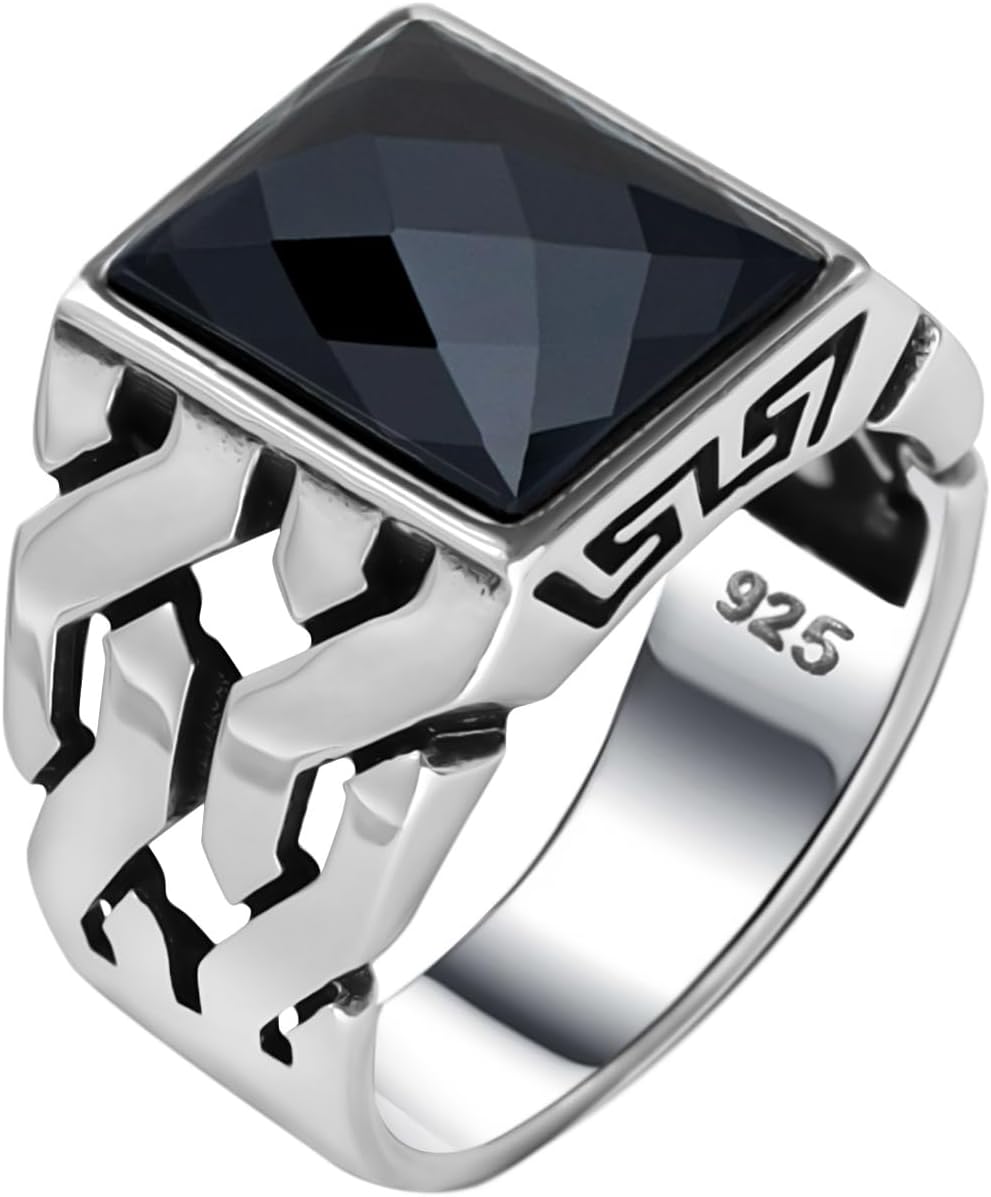 Genuine Solid 925 Sterling Silver, Cuban Link Braided Men's Ring