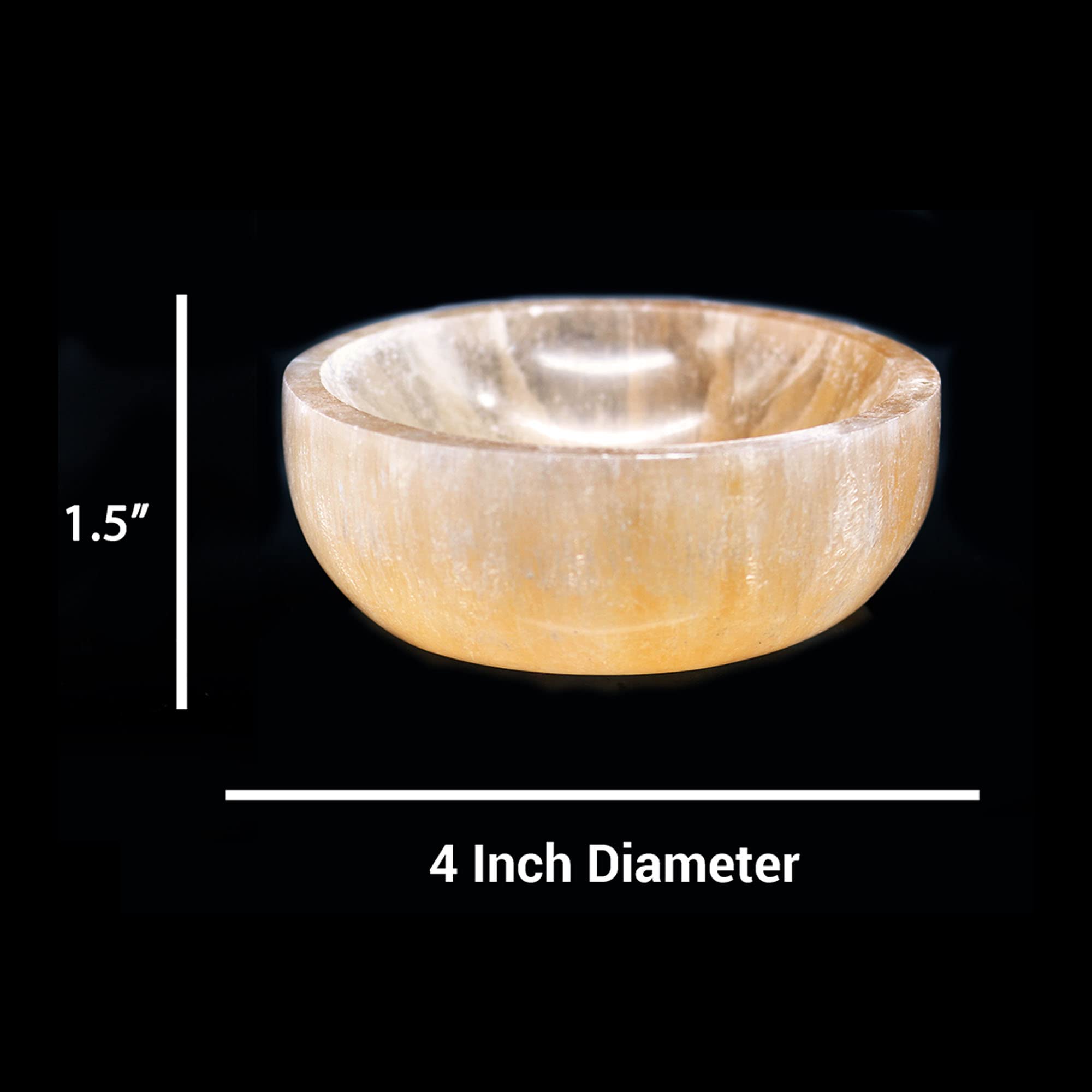 Soul Sticks Selenite Crystal Bowls for Smudging, Healing, Recharging Crystals | Pure Selenite Smudge Bowl & Crystal Charging Station Ethically Sourced in Morocco, Orange (4 Inch)