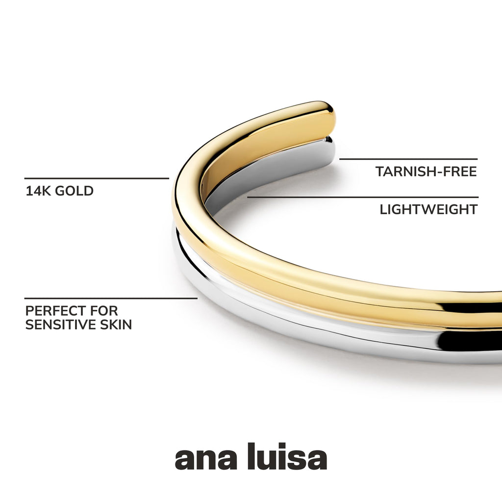 Ana Luisa Bracelets for Women - 14K Gold Plated & Silver Rhodium Bangle and Cuff Bracelets - Sleek Designs Perfect for Layering - Hypoallergenic, Water-Resistant, Tarnish-Free Bracelet for Daily Wear