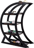 Crescent Wooden Crystal Display Organizer, Tiered Moon Phase Shelf for Crystal Healing Stones Minerals Collectibles, Home Decor