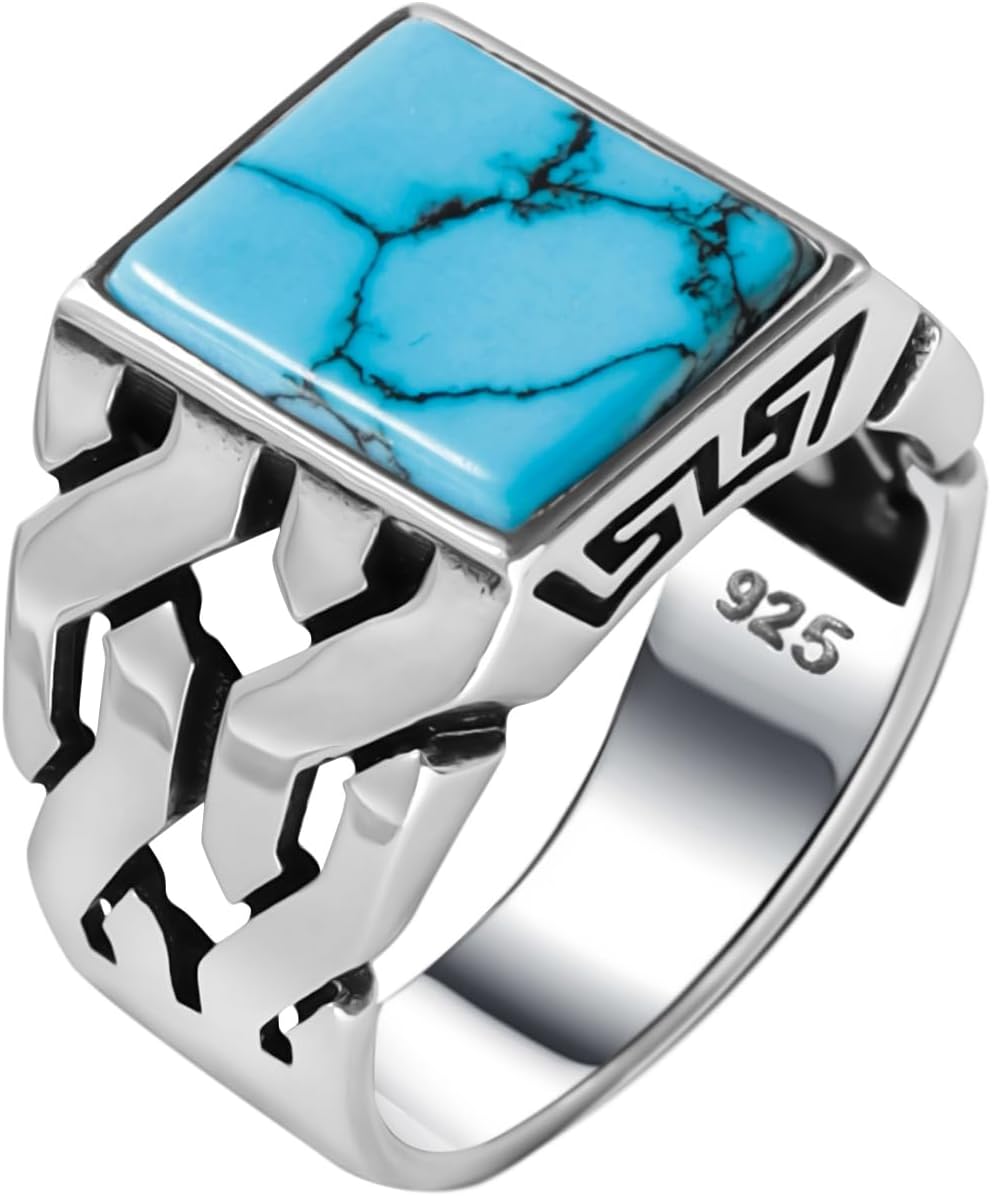 Genuine Solid 925 Sterling Silver, Cuban Link Braided Men's Ring