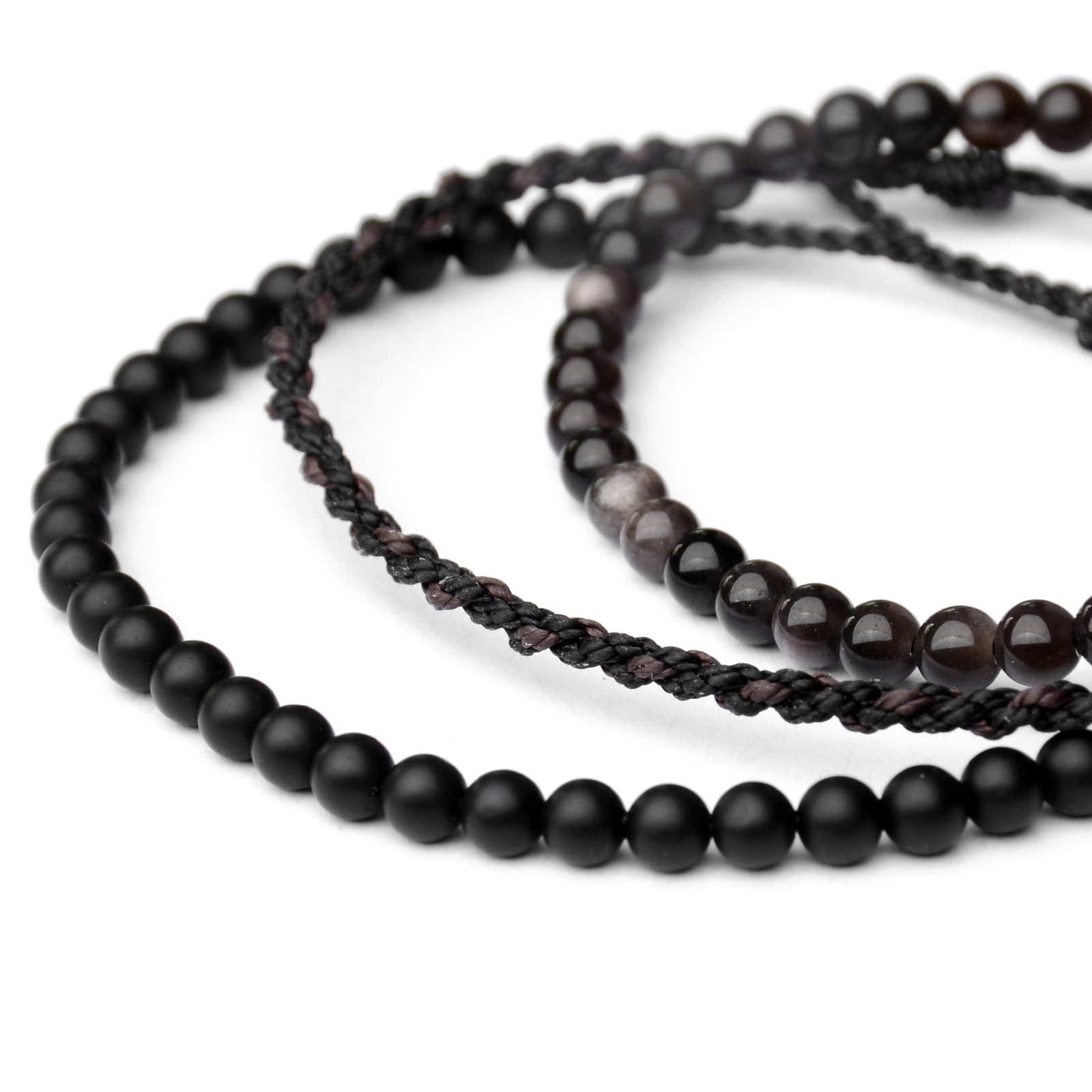 Mezcla Vida 3 Pcs Handmade Natural Gemstone Beaded Bracelet, Adjustable Waterproof Rope Bracelet Set, Valentines Day Birthday Gifts for Boyfriend Husband Him