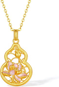 ZHOU LIU FU 24K Gold Pendant Gourd Pendants Fashion Lotus Flower Gold Pendant Dainty Jewelry for Women Mom Daughter Birthday Anniversary (Not Included Neccklace) A0414665