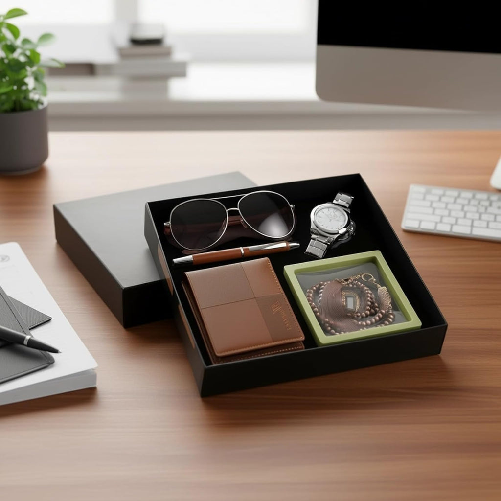 Elegant 6 Pcs Prayer Gift Set: Wallet, Watch, Sunglasses, Pen, Beads, Finger Counter for Eid