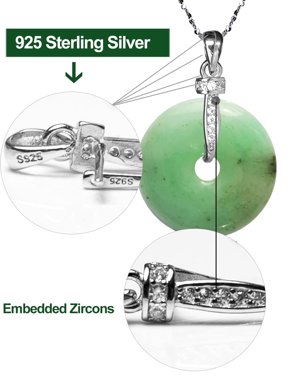 Dahlia Eternal Circle Jade Necklace, Real Grade A Certified Burma Jadeite for Inner Peace
