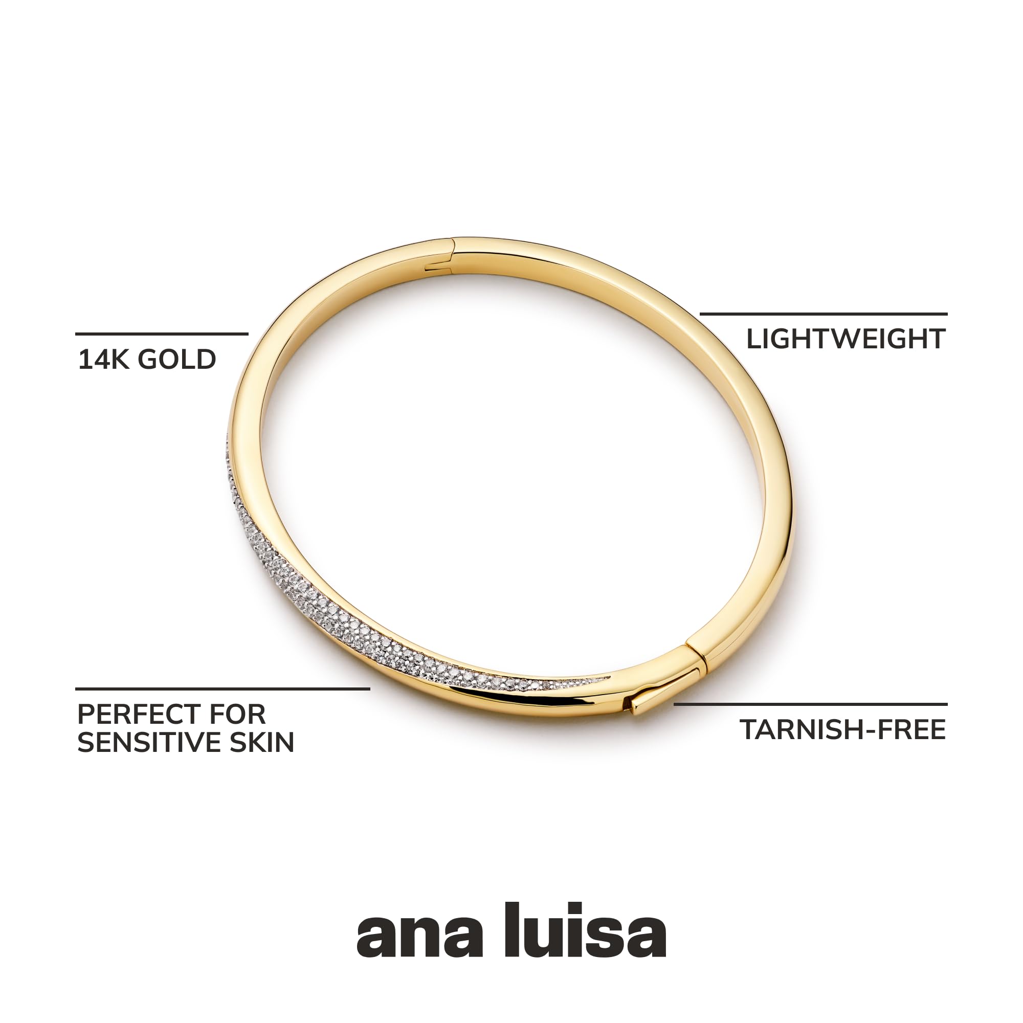 Ana Luisa Bracelets for Women - 14K Gold Plated & Silver Rhodium Bangle and Cuff Bracelets - Sleek Designs Perfect for Layering - Hypoallergenic, Water-Resistant, Tarnish-Free Bracelet for Daily Wear