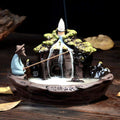 Guilin Scenery Incense Burner, Ceramic Backflow Incense Holder with 10PCS Incense Cones for Home Decor Yoga