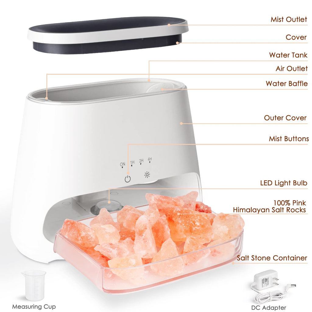 SALKING 2-in-1 Himalayan Salt Lamp & Ultrasonic Essential Oil Diffuser, Aromatherapy Diffuser Cool Mist Humidifier, Salt Therapy Lamp, 100% Pure Himalayan Salt, Ambient Glow, 150ml (Hot Pink)