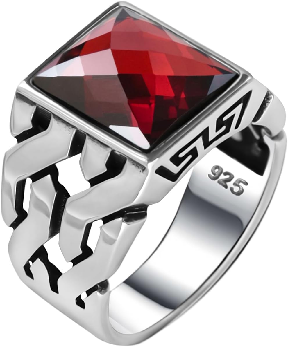 Genuine Solid 925 Sterling Silver, Cuban Link Braided Men's Ring