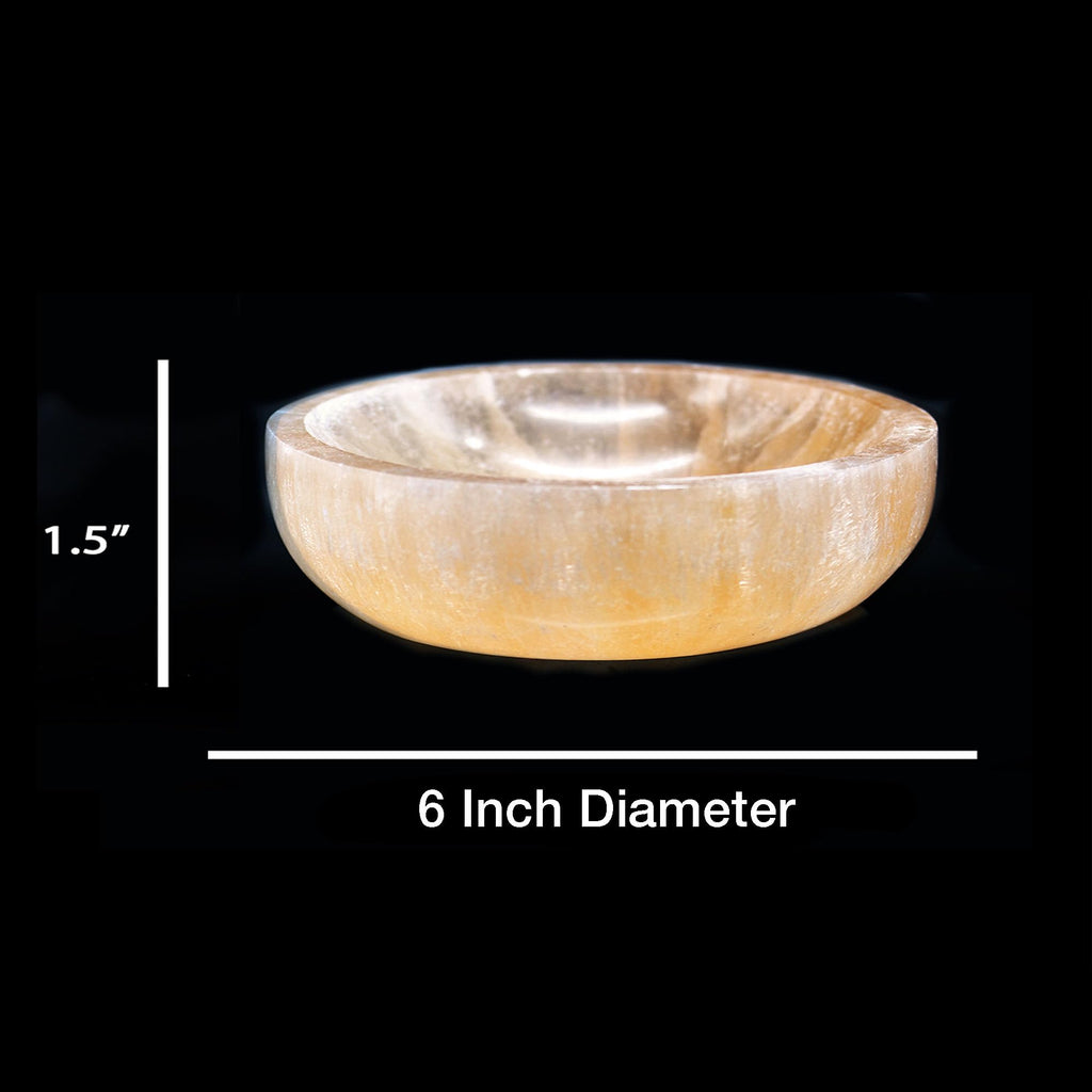 Soul Sticks Selenite Crystal Bowls for Smudging, Healing, Recharging Crystals | Pure Selenite Smudge Bowl & Crystal Charging Station Ethically Sourced in Morocco, Orange (4 Inch)