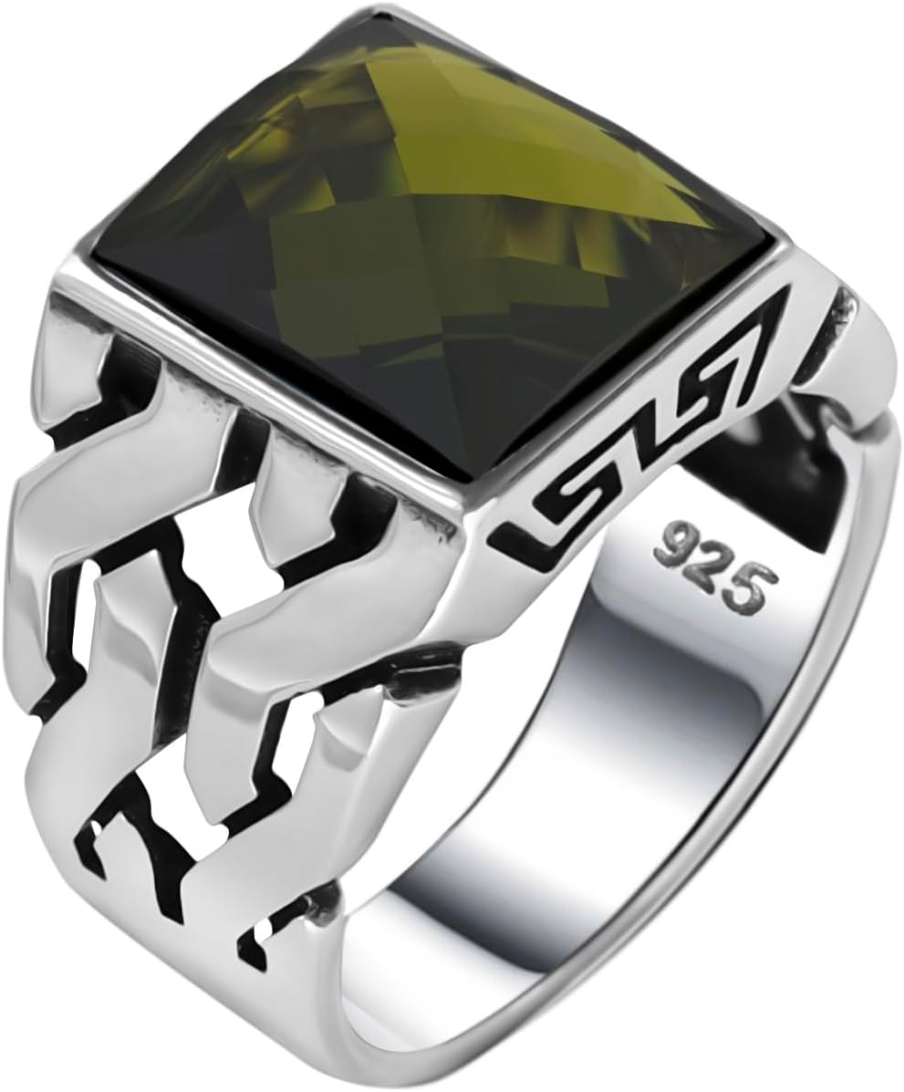 Genuine Solid 925 Sterling Silver, Cuban Link Braided Men's Ring
