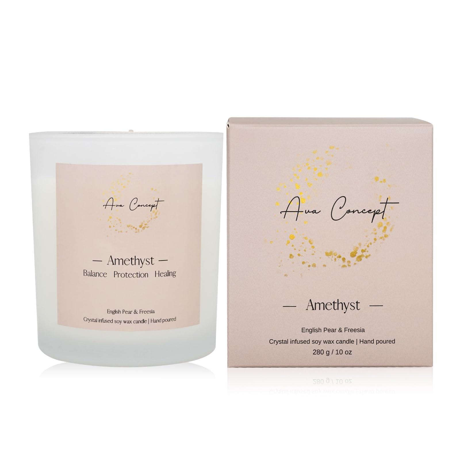 AVACONCEPT Crystal Infused Soy Wax Candle Gift Set Aromatherapy Scented Candles with Healing Crystals Natural Hand-Poured Luxury for Relaxation & Home Décor (Sunstone & Amethyst & Amazonite)