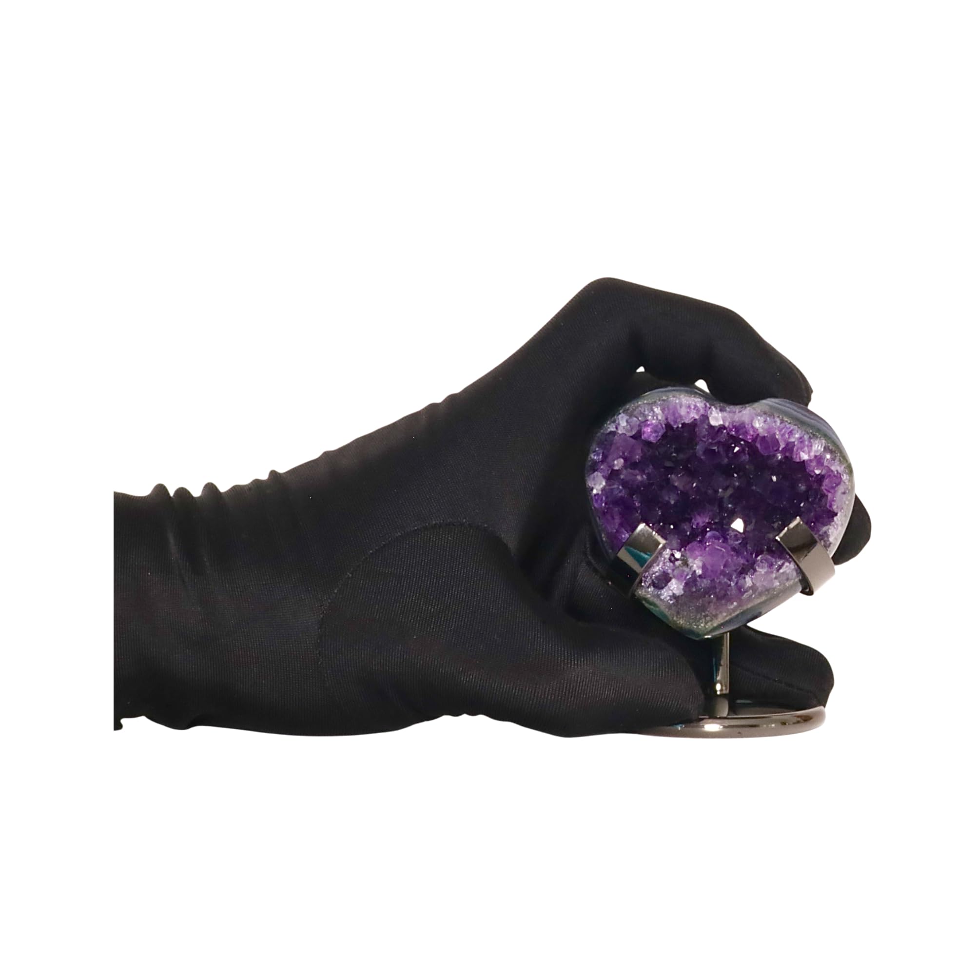 Hand-carved Amethyst Heart Cluster with Stand, Natural Raw Crystal Heart Stone 1–7 Inch tall (50g–1200g), Reiki Healing Gemstone, Love, spiritual Valentine Gift. (200-350 Grams-1.5 to 2.5" tall)