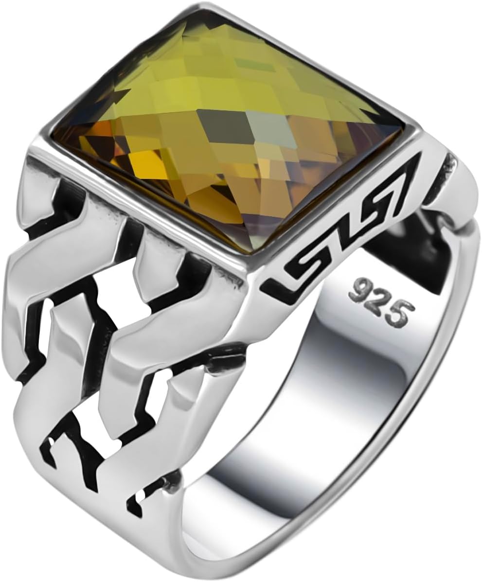 Genuine Solid 925 Sterling Silver, Cuban Link Braided Men's Ring