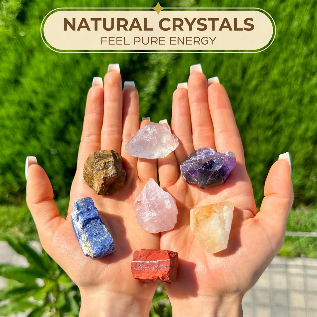 Anima Premium Protection Healing Crystals Set for Energy Shielding - Large Raw Obsidian, Black Tourmaline, Labradorite, Smoky Quartz & Selenite Bar - Wooden Gift Box and Guide Booklet Included