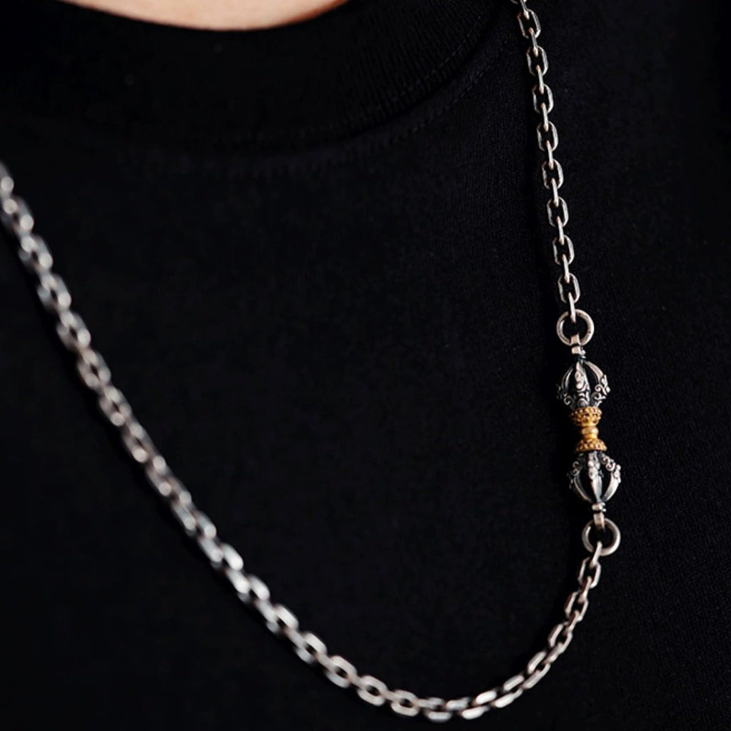 Italian Sterling Silver S925 Retro Chain Necklace for Men, Vintage Style Jewelry Gift