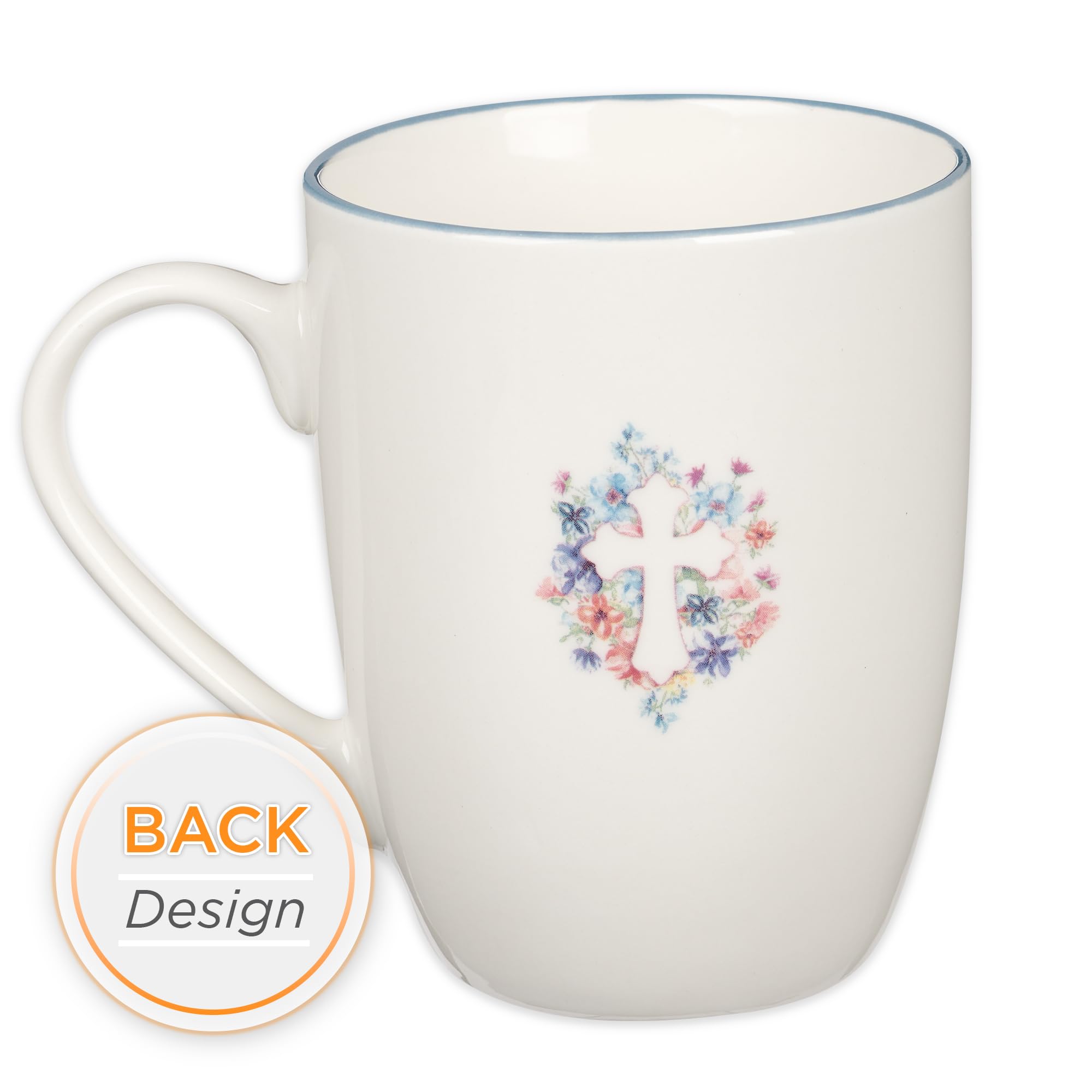 Christian Art Gifts Inspirational Ceramic Coffee & Tea Scripture Mug for Women: All Things are Possible Encouraging Bible Verse, Cute Microwave & Dishwasher Safe Drinkware, White & Pink Floral, 12 oz.