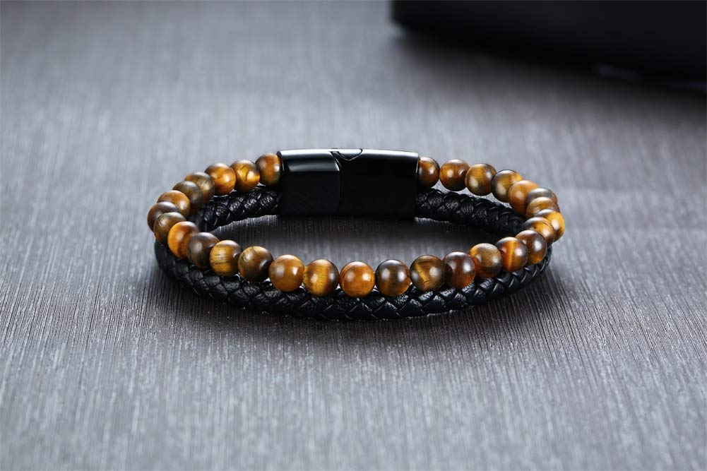 VNOX Viking Bracelet for Men - Genuine Leather Braided Viking Bracelets Vintage Thor's Hammer Wrap Cuff Wirstband Bracelets,Viking Jewelry for Men