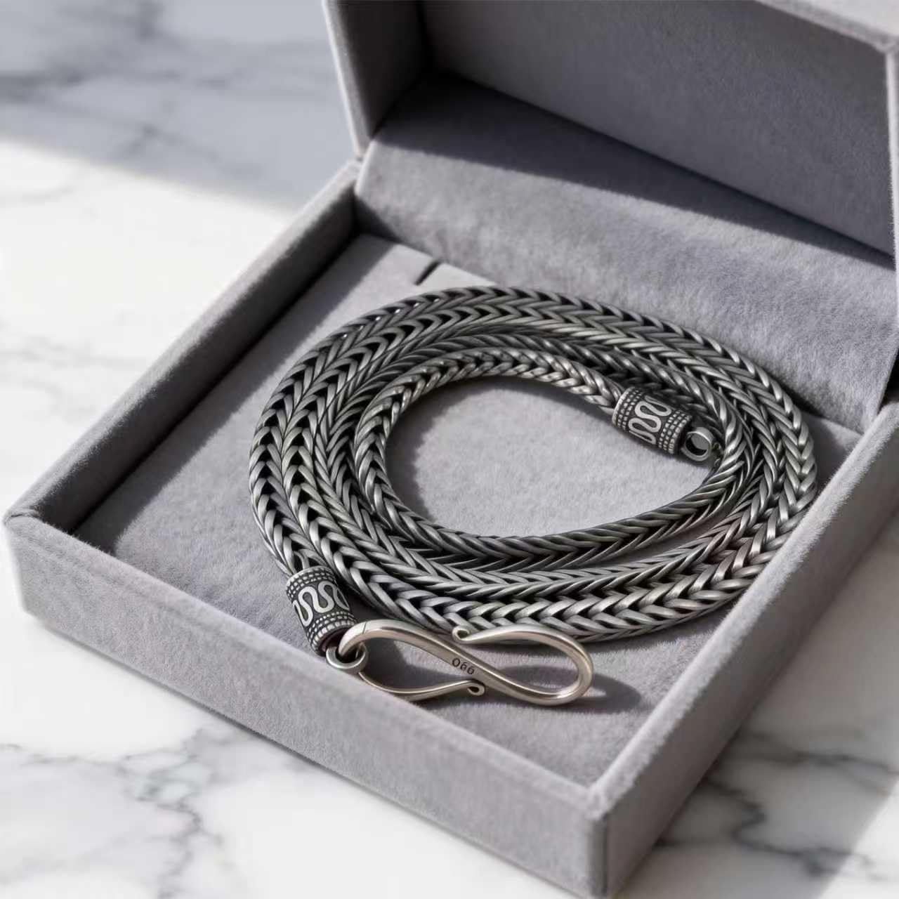Italian Sterling Silver S925 Retro Chain Necklace for Men, Vintage Style Jewelry Gift
