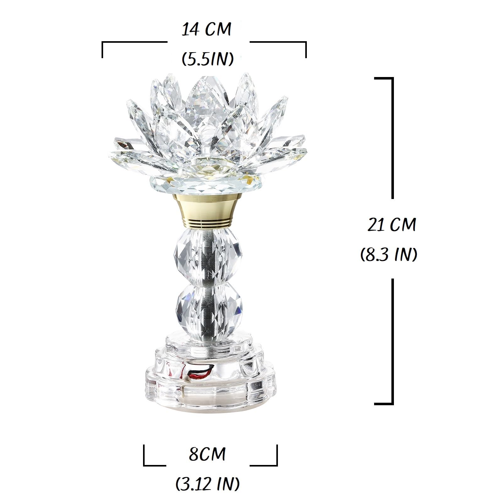 LED Crystal Lotus Flower Lamp – USB Powered Buddha Light for Worship, Prayer and Display,Lotus Flower Light for Bedroom, Buddhist Supplies,Shrine,Meditation Room 8’’ (Blooming Lotus)