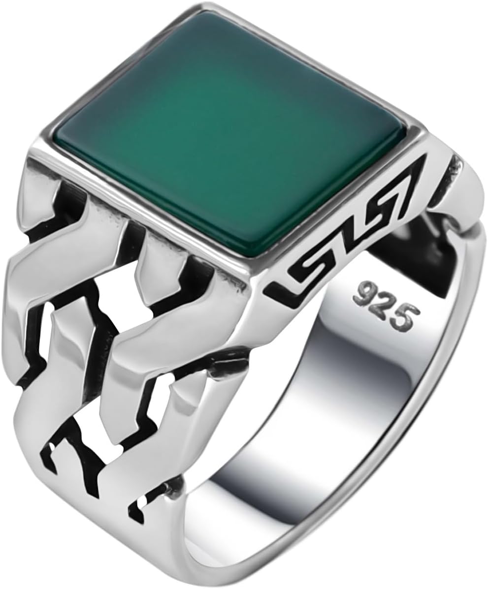 Genuine Solid 925 Sterling Silver, Cuban Link Braided Men's Ring