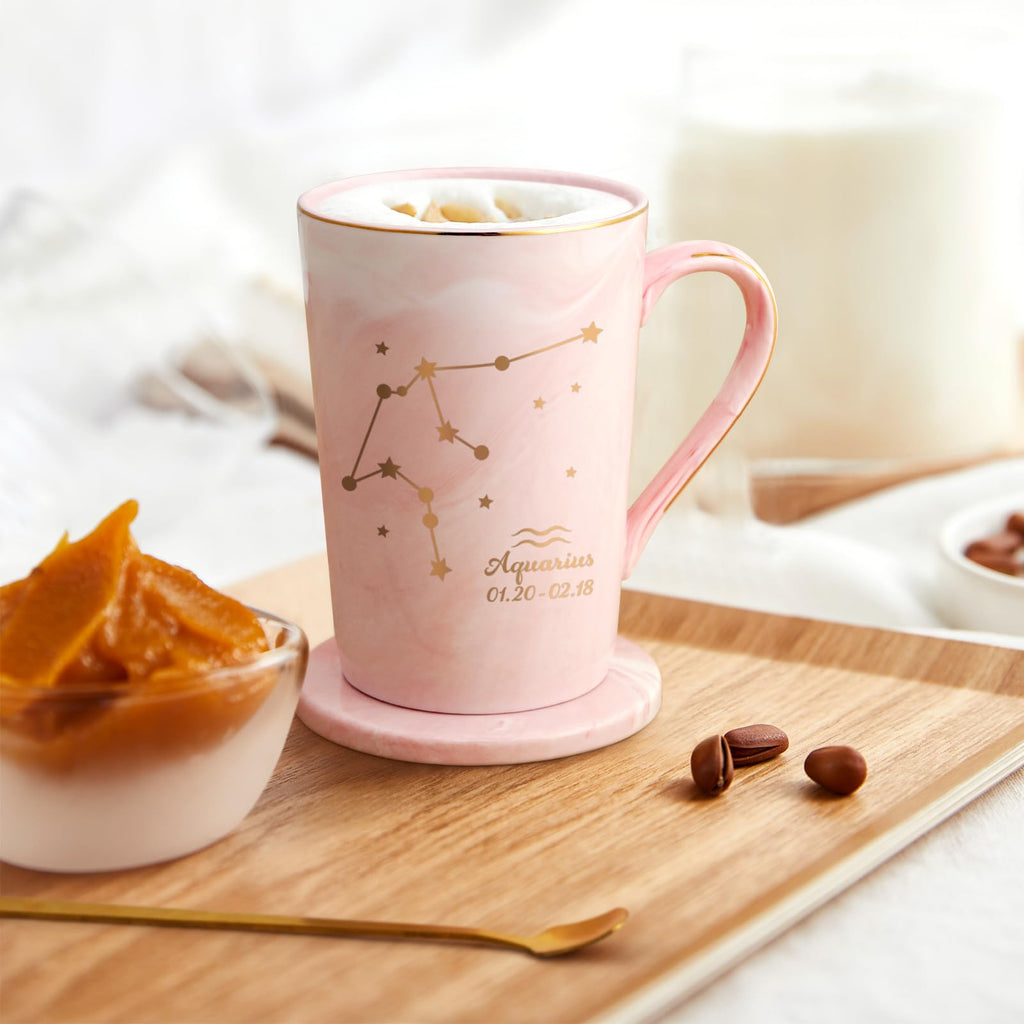 YHRJWN Pisces Gifts for Women, Pisces Constellation Mug, February March Birthdays Gifts for Women Horoscope Astrology Lovers, Pisces Zodiac Sign gifts for Women Girls, 14 Oz Pink with Gift Box