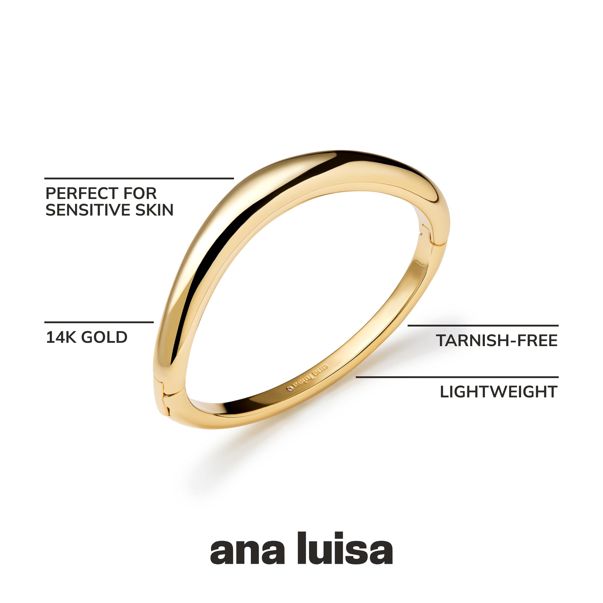 Ana Luisa Bracelets for Women - 14K Gold Plated & Silver Rhodium Bangle and Cuff Bracelets - Sleek Designs Perfect for Layering - Hypoallergenic, Water-Resistant, Tarnish-Free Bracelet for Daily Wear