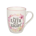 Christian Art Gifts Inspirational Ceramic Coffee & Tea Scripture Mug for Women: All Things are Possible Encouraging Bible Verse, Cute Microwave & Dishwasher Safe Drinkware, White & Pink Floral, 12 oz.