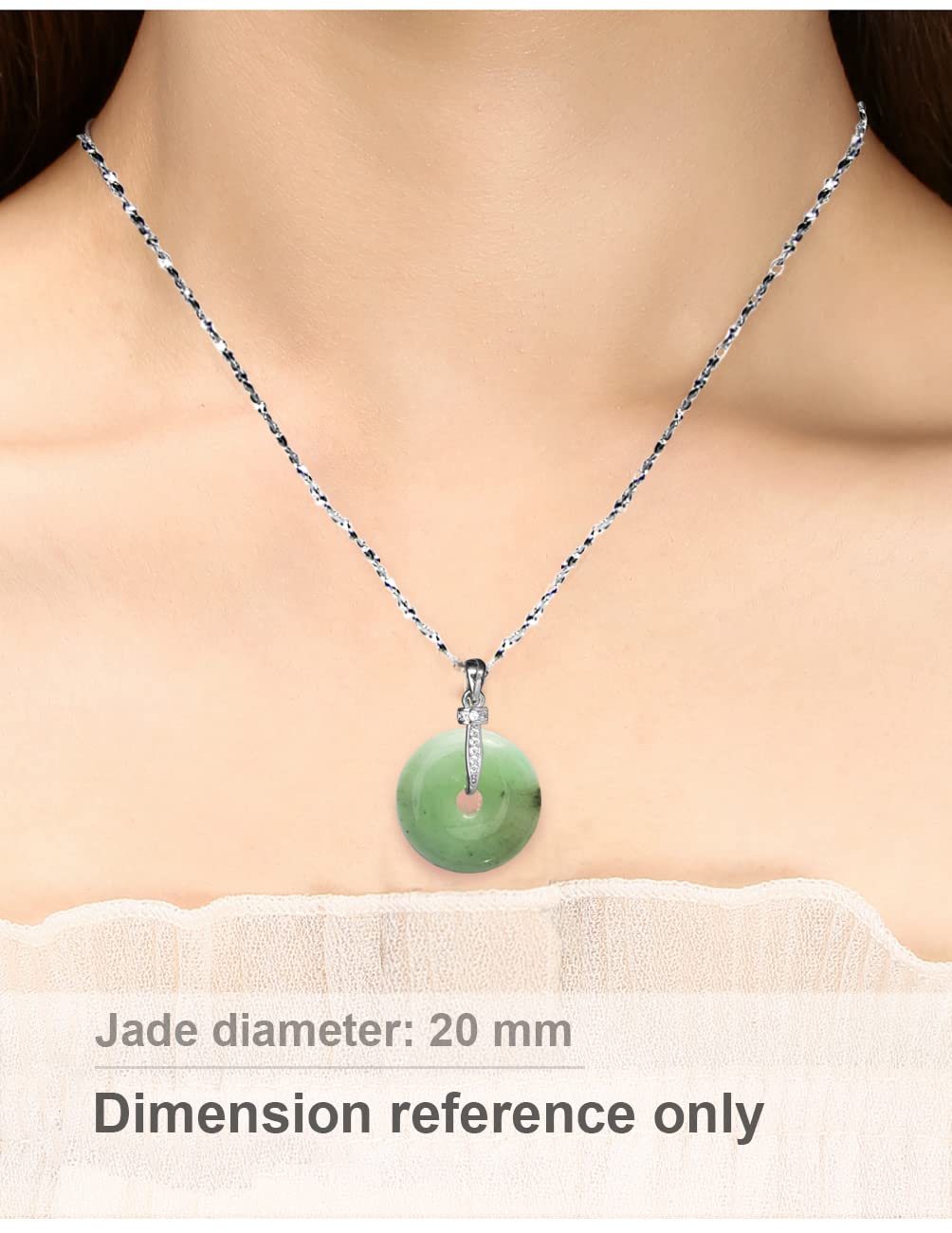 Dahlia Eternal Circle Jade Necklace, Real Grade A Certified Burma Jadeite for Inner Peace