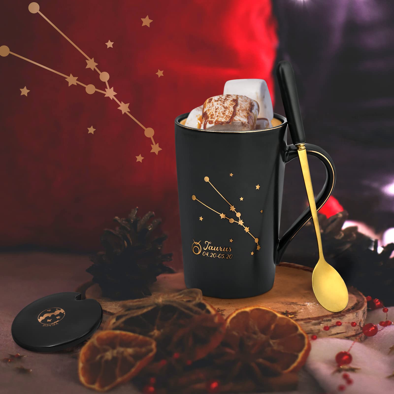 YHRJWN Pisces Gifts for Women, Pisces Constellation Mug, February March Birthdays Gifts for Women Horoscope Astrology Lovers, Pisces Zodiac Sign gifts for Women Girls, 14 Oz Pink with Gift Box