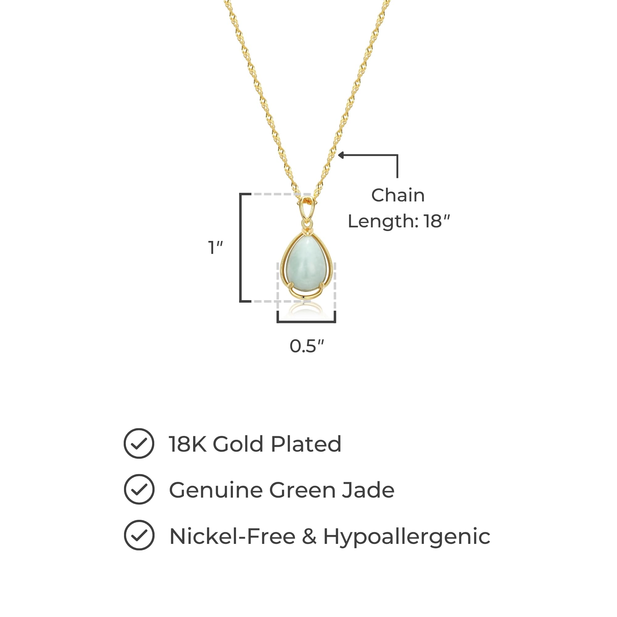 MORGAN & PAIGE .925 Sterling Silver 18K Gold Plated Teardrop Cut Genuine Green Jade Necklaces for Women or Jade Earrings for Women - Celtic Knot Drop Earrings and Wire Frame Pendant Necklace Jewelry