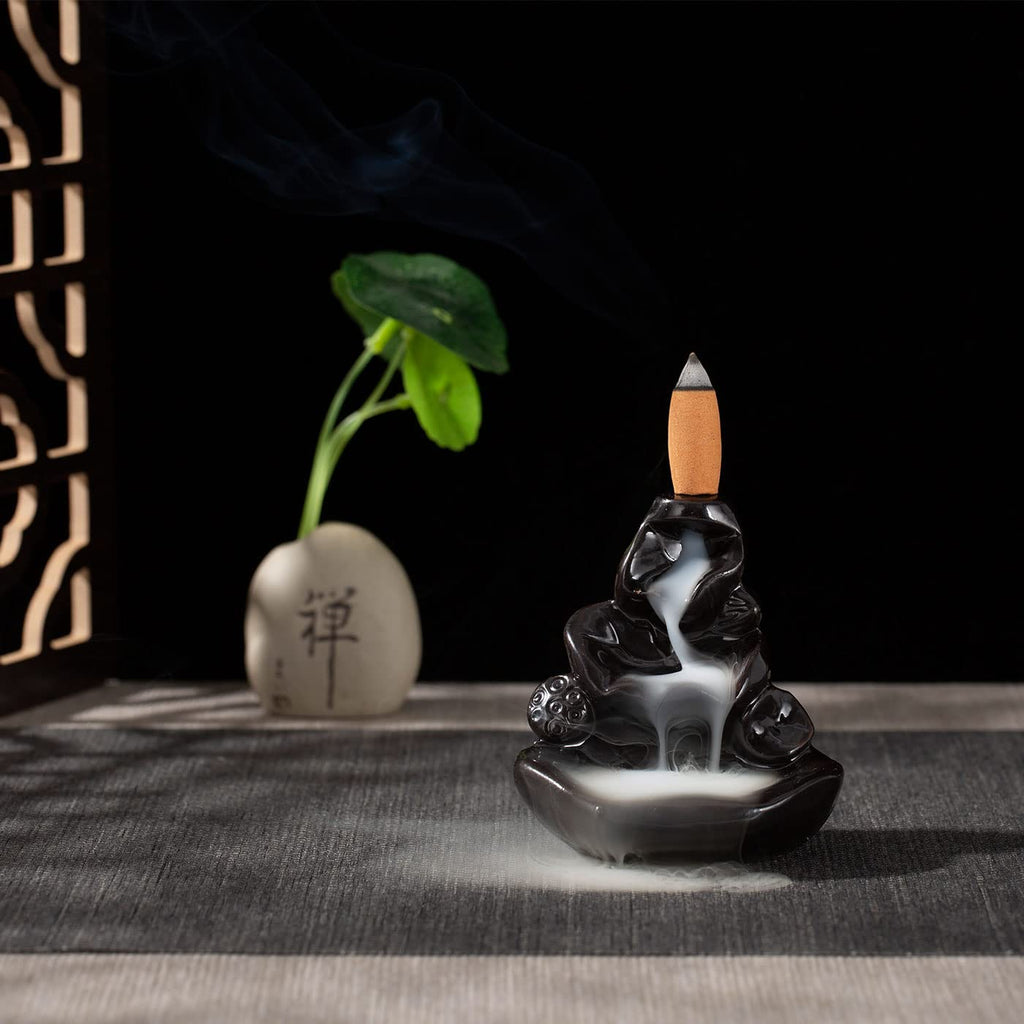 120 Pcs Large Backflow Incense Cones, 4 Mixed Natural Incense Waterfall, Sandalwood Rose Lavender Sakura for Backflow Incense Burner, Relaxation Meditation Yoga Gift