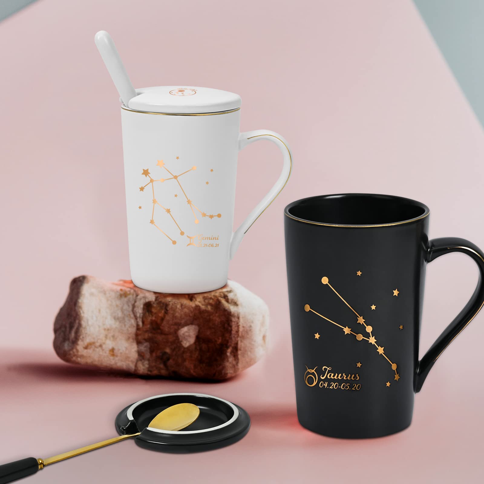 YHRJWN Pisces Gifts for Women, Pisces Constellation Mug, February March Birthdays Gifts for Women Horoscope Astrology Lovers, Pisces Zodiac Sign gifts for Women Girls, 14 Oz Pink with Gift Box