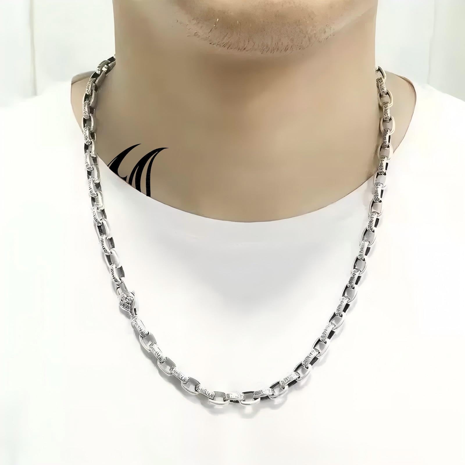 Italian Sterling Silver S925 Retro Chain Necklace for Men, Vintage Style Jewelry Gift