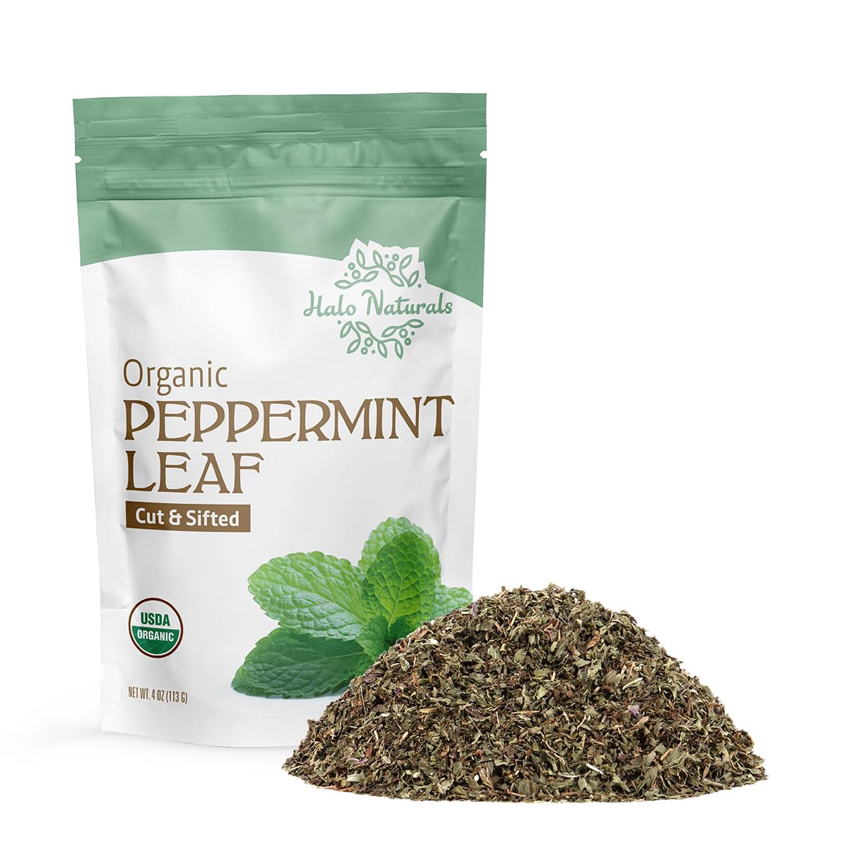 Organic Peppermint Leaf Cut & Sifted, 4 Ounces (Mentha piperita) USDA Certified | Resealable Pouch| Packaged in The USA (Pack of 1)