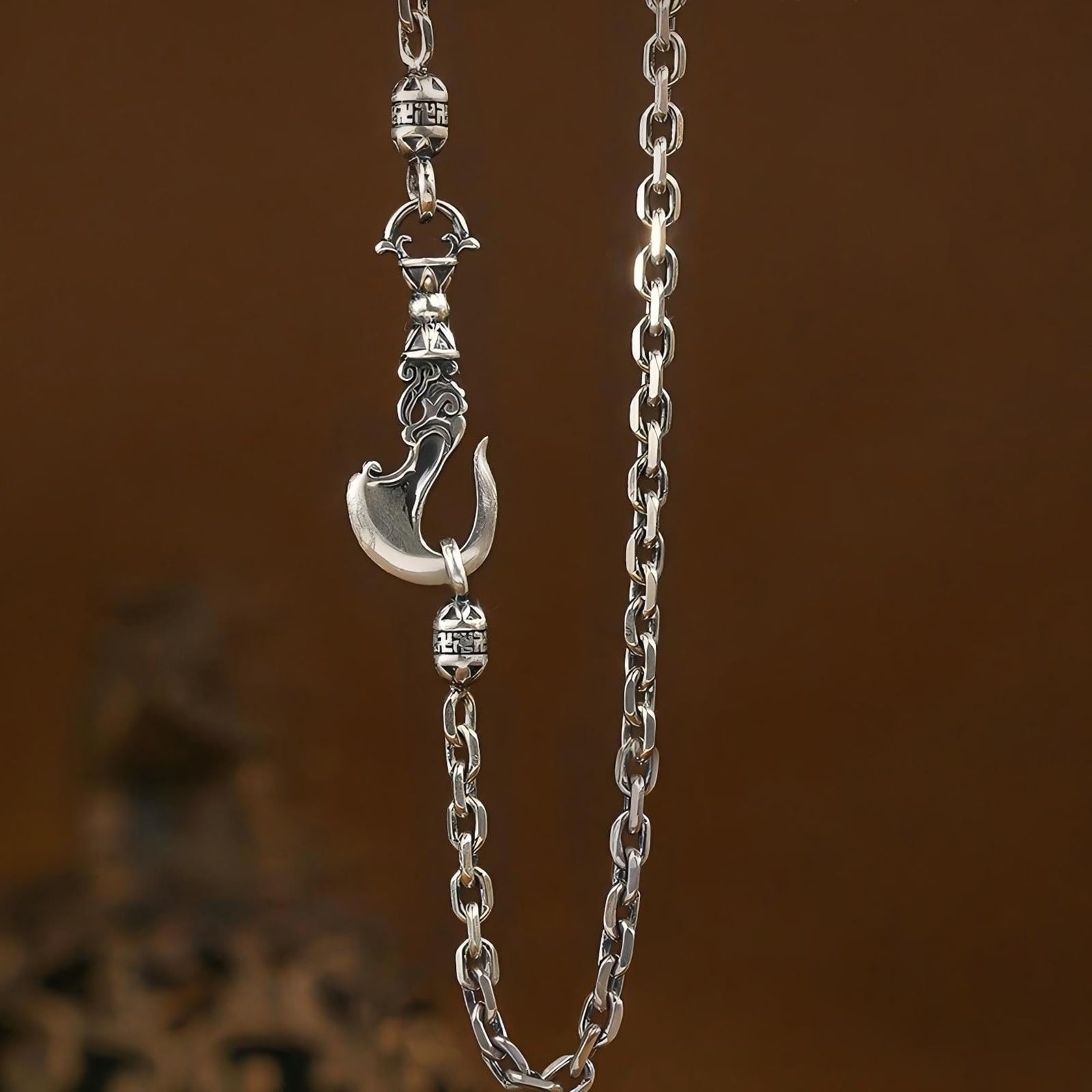 Italian Sterling Silver S925 Retro Chain Necklace for Men, Vintage Style Jewelry Gift