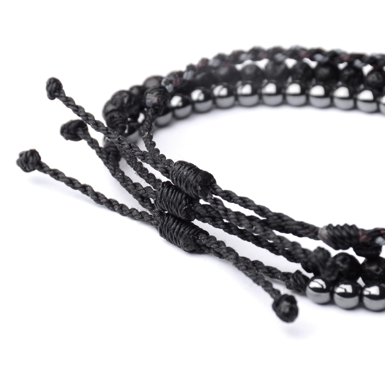 Mezcla Vida 3 Pcs Handmade Natural Gemstone Beaded Bracelet, Adjustable Waterproof Rope Bracelet Set, Valentines Day Birthday Gifts for Boyfriend Husband Him