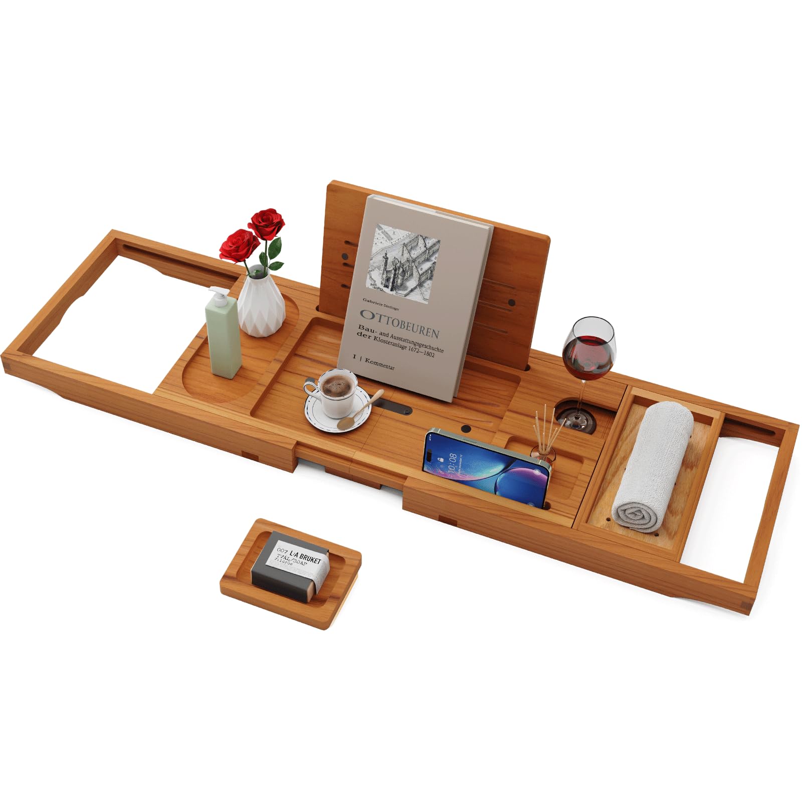 Premium Bathtub Tray Caddy, Expandable Bath Tray, Unique House Warming Gifts, New Home, Anniversary and Wedding Gifts for Couple, Bridal Shower Gift for Women