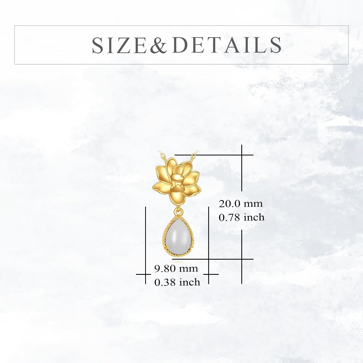 KECHO 14K Gold Lotus Flower Necklace Delicate Lotus Flower Chalcedony Pendant Jewelry for Women Birthday Valentines Day Gifts for Her Mom Wife