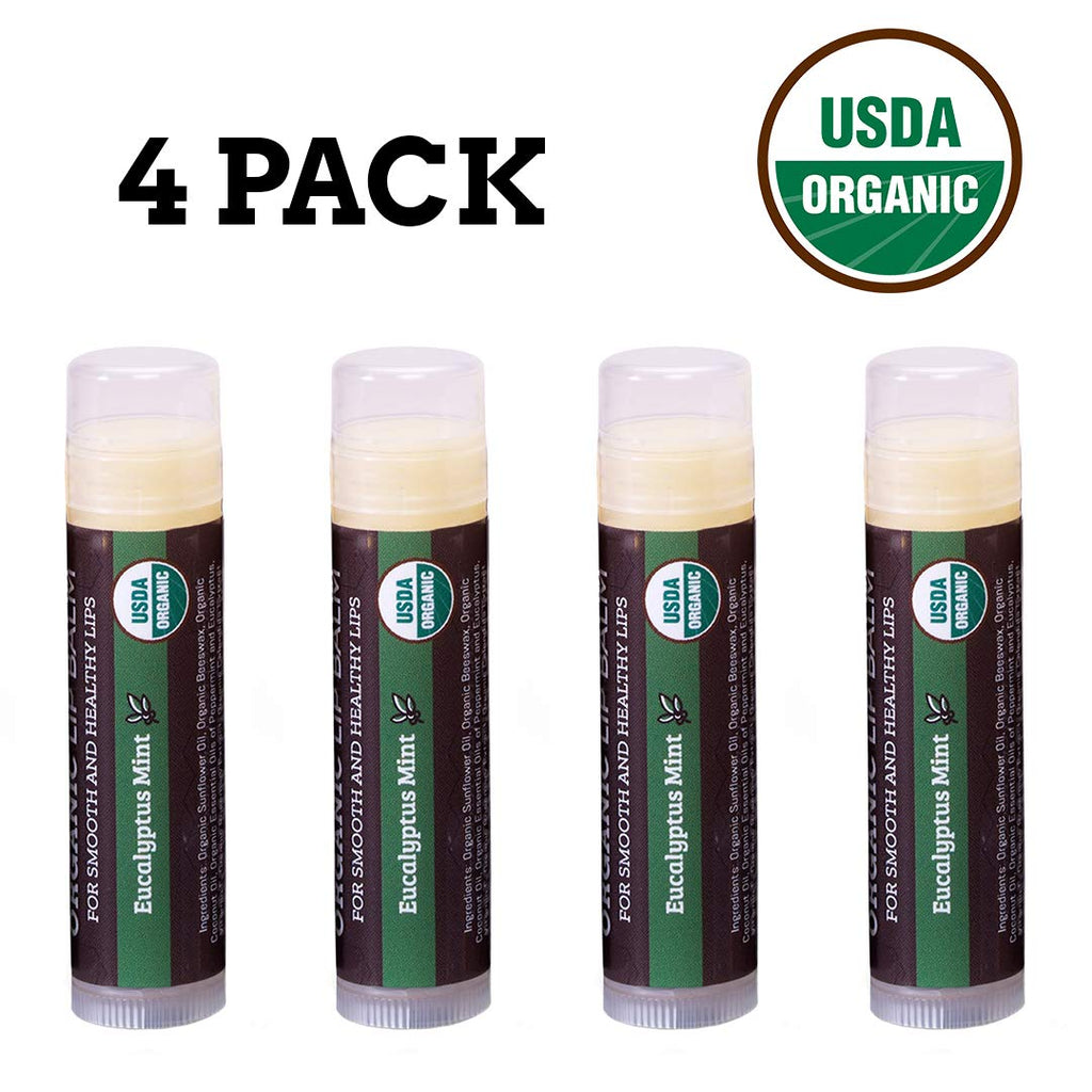 Earth's Daughter USDA Organic Lip Balm 6-Pack - Fruit Flavors, Beeswax, Coconut Oil, Vitamin E - Best Lip Repair Chapstick for Dry Cracked Lips - Moisturizing Lip Care