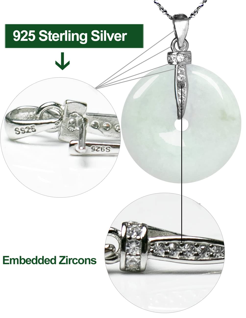 Dahlia Eternal Circle Jade Necklace, Real Grade A Certified Burma Jadeite for Inner Peace